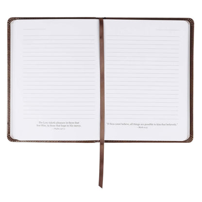 Christian Art Gifts Brown Faux Leather Journal | for I Know the Plans Jeremiah 29:11 Bible Verse | Handy-Sized Flexcover Inspirational Notebook W/Ribbon 240 Lined Pages, Gilt Edges, 5.5 X 7 Inches